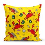 - K4959-Gorsel - Realhomes  Realhomes Sevimli Yengeç Desenli Dijital Baskılı Modern Kırlent Kılıfı Realhomes