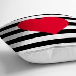 Modern Kalp Desenli Dijital Baskılı Dekoratif Yastık Kırlent Kılı Realhomes