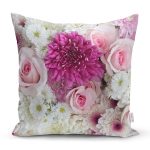 Çiçek Demeti Dijital Baskılı Dekoratif Yastık Kırlent Kılıfı Realhomes