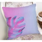 - K5518sag-Gorsel-1 - Realhomes Toz Mavisi Zeminli Tropik Yapraklı Özel Tasarım Dekoratif Yastık Kılıfı Realhomes