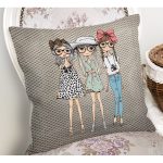 Fashion Girls Dijital Baskılı Modern Yastık Kırlent Kılıfı Realhomes