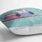 Baykuş Desenli Dijital Baskılı Dekoratif Yastık Kırlent Kılıfı Realhomes