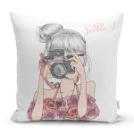 - K584-Gorsel - Realhomes  Fashion Girl Dijital Baskılı Modern Yastık Kırlent Kılıfı Realhomes