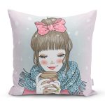 Fashion Girl Dijital Baskılı Modern Yastık Kırlent Kılıfı Realhomes