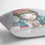 Fashion Girl Dijital Baskılı Modern Yastık Kırlent Kılıfı Realhomes