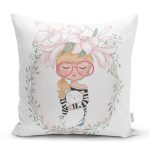 - K588-Gorsel - Realhomes  Fashion Girl Dijital Baskılı Modern Yastık Kırlent Kılıfı Realhomes