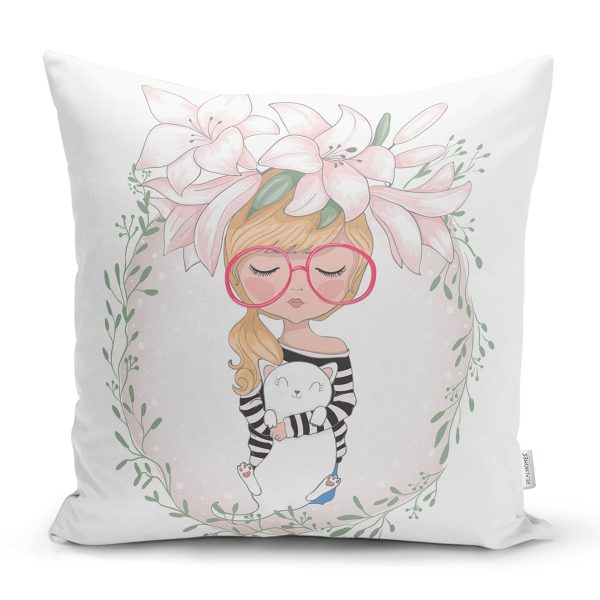 - K588-Gorsel - Realhomes  Fashion Girl Dijital Baskılı Modern Yastık Kırlent Kılıfı Realhomes