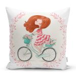 - K589-Gorsel - Realhomes Modern Bisiklet Desenli Dijital Baskılı Dekoratif Yastık Kırlent Realhomes