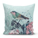 - K65-Gorsel - Realhomes  Kuş Motifli Dijital Baskılı Dekoratif Yastık Kırlent Kılıfı Realhomes