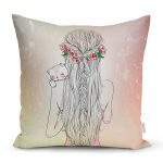 Fashion Girl Dijital Baskılı Modern Yastık Kırlent Kılıfı Realhomes