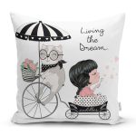 - Print - Realhomes  Fashion Girl Dijital Baskılı Modern Yastık Kırlent Kılıfı Realhomes