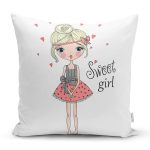 - Для Интернета - Realhomes  Fashion Girl Dijital Baskılı Modern Yastık Kırlent Kılıfı Realhomes
