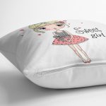 - Для Интернета - Realhomes  Fashion Girl Dijital Baskılı Modern Yastık Kırlent Kılıfı Realhomes