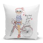 - Print - Realhomes  Fashion Girl Dijital Baskılı Modern Yastık Kırlent Kılıfı Realhomes