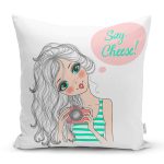- Для Интернета - Realhomes Fashion Girl Dijital Baskılı Modern Yastık Kırlent Kılıfı Realhomes