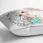 - Для Интернета - Realhomes Fashion Girl Dijital Baskılı Modern Yastık Kırlent Kılıfı Realhomes