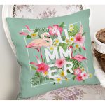 - Tropical Flowers Background. Summer Design. Vector. Flamingo Bac - Realhomes Flamingo Desen Dijital Baskılı Modern Yastık Kırlent Kılıfı Realhomes