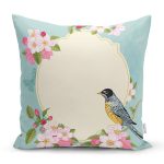 - K733-Gorsel - Realhomes Modern Kuş Desenli Dijital Baskılı Dekoratif Yastık Kırlent Kılıf Realhomes