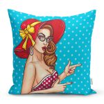 - 1704.w015.n001.3B.p10.3 - Realhomes Pop Art Resimli Dijital Baskılı Dekoratif Yastık Kırlent Kılıfı Realhomes