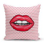 - K74-Gorsel - Realhomes Dudak Resimli Dijital Baskılı Dekoratif Yastık Kırlent Kılıfı Realhomes