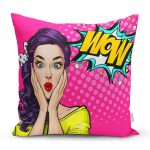 - K740-Gorsel - Realhomes Pop Art Resimli Dijital Baskılı Dekoratif Yastık Kırlent Kılıfı Realhomes