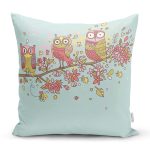 - K75-Gorsel - Realhomes Baykuş Desenli Dijital Baskılı Dekoratif Yastık Kırlent Kılıfı Realhomes