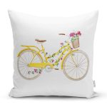 Bisiklet Desenli Dijital Baskılı Dekoratif Yastık Kırlent Kılıfı Realhomes