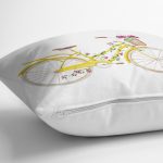 Bisiklet Desenli Dijital Baskılı Dekoratif Yastık Kırlent Kılıfı Realhomes