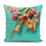 Çiçek Temalı Dijital Baskılı Dekoratif Yastık Kırlent Kılıfı Realhomes