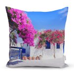 - K769-Gorsel - Realhomes  Mor Sarmaşık Desenli Dijital Baskılı Dekoratif Yastık Kırlent Kıl Realhomes