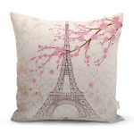 - K77-Gorsel - Realhomes Eyfel Kulesi Resimli Dijital Baskılı Dekoratif Yastık Kırlent Kıl Realhomes