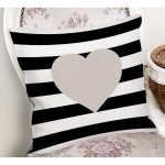 Modern Kalp Desenli Dijital Baskılı Yastık Kırlent Kılıfı Realhomes