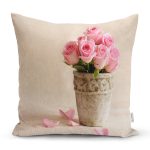 - K816-Gorsel - Realhomes Çiçek Sepeti Desen Dijital Baskılı Yastık Kırlent Kılıfı Realhomes