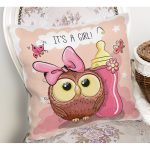 - K827-Gorsel-1 - Realhomes  Sevimli Baykuş Dijital Baskılı Yastık Kırlent Kılıfı Realhomes