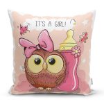 - K827-Gorsel - Realhomes  Sevimli Baykuş Dijital Baskılı Yastık Kırlent Kılıfı Realhomes