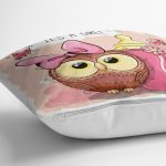 - K827-Gorsel-2 - Realhomes  Sevimli Baykuş Dijital Baskılı Yastık Kırlent Kılıfı Realhomes