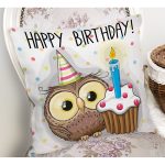 Modern Baykuş Desen Dijital Baskılı Yastık Kırlent Kılıfı Realhomes