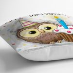 Modern Baykuş Desen Dijital Baskılı Yastık Kırlent Kılıfı Realhomes