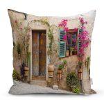 Çiçek Penceresi Desen Dijital Baskılı Yastık Kırlent Kılıfı Realhomes