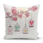 Baykuş Desenli Dijital Baskılı Dekoratif Yastık Kırlent Kılıfı Realhomes