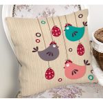 - K883-Gorsel-1 - Realhomes  Modern Kuş Desenli Dijital Baskılı Yastık Kırlent Kılıfı Realhomes