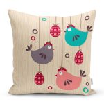 - K883-Gorsel - Realhomes  Modern Kuş Desenli Dijital Baskılı Yastık Kırlent Kılıfı Realhomes