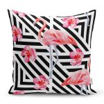 - K898-Gorsel - Realhomes Flamingo Desenli Dijital Baskılı Yastık Kırlent Kılıfı Realhomes