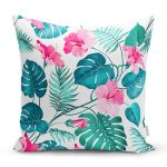 - K901-Gorsel - Realhomes Modern Yaprak Desenli Dijital Baskılı Yastık Kırlent Kılıfı Realhomes