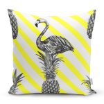 - K905-Gorsel - Realhomes Flamingo Temalı Dijital Baskılı Yastık Kırlent Kılıfı Realhomes