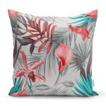 - K913-Gorsel - Realhomes  Yaprak Desenli Dijital Baskılı Yastık Kırlent Kılıfı Realhomes