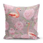 - K917-Gorsel - Realhomes  Flamingo Desenli Dijital Baskılı Yastık Kırlent Kılıfı Realhomes