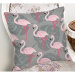 - K931-Gorsel-1 - Realhomes Flamingo Desenli Dijital Baskılı Yastık Kırlent Kılıfı Realhomes