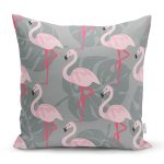 - K931-Gorsel - Realhomes Flamingo Desenli Dijital Baskılı Yastık Kırlent Kılıfı Realhomes