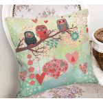 - K94-Gorsel-1 - Realhomes Baykuş Resimli Dijital Baskılı Dekoratif Yastık Kırlent Kılıfı Realhomes